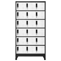Walplus Locker Cabinet Anthracite And White 90X40X180 Cm Steel - thumbnail 2