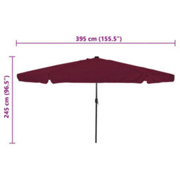 Berkfield Garden Parasol Red, Black 395 X 395 X 245 Cm Polyester, Steel - thumbnail 8