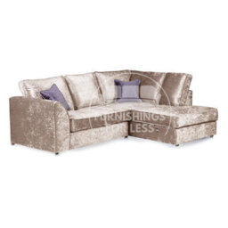Furnishings For Less UK Crystal Crushed Velvet Fabric 3 To 4 Seater L Shaped Corner Sofa Mink Right Hand Facing - Full Back - thumbnail 1
