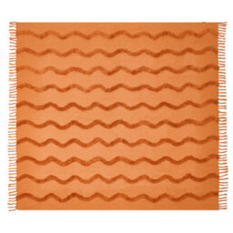 Beliani Blanket Khari Cotton 200 X 200 Cm Orange - thumbnail 4