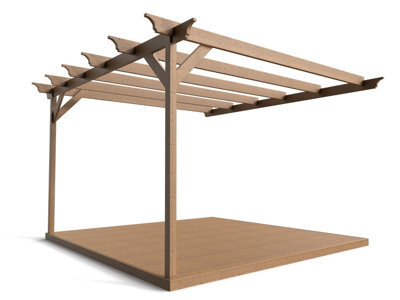 Arbor Garden Solutions Wall Mounted Pergola And Decking Complete Diy Kit, Champion Design (3M X 3M, Rustic Brown Finish) - image 1