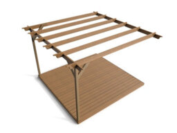 Arbor Garden Solutions Wall Mounted Pergola And Decking Complete Diy Kit, Champion Design (3M X 3M, Rustic Brown Finish) - thumbnail 3