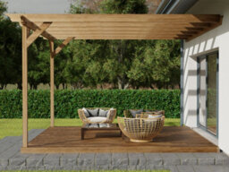 Arbor Garden Solutions Wall Mounted Pergola And Decking Complete Diy Kit, Champion Design (3M X 3M, Rustic Brown Finish) - thumbnail 4
