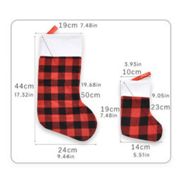CLEFFNS 12Pcs Buffalo Plaid Christmas Stockings Set 6Pcs Large 44Cm And 6Pcs Small 19Cm Red Black Check Xmas Stockings With White Cuff - thumbnail 8
