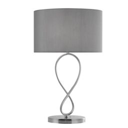 GoodHome Carnavon Modern Round Shiny Light Grey Chrome Effect Table Light - thumbnail 2