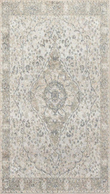 Livabliss Lillian-Washable Grey Green Traditional Vintage Boho Living Dining Rug 66 X 115 Cm Easy Care, Non Shedding - image 1