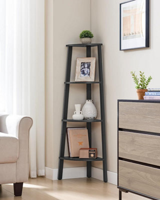 Songmics Corner Shelf Unit, 4-Tier Corner Shelf, Ladder Shelf, Bookshelf Or Plant Stand, Industrial, Charcoal Gray And Matte Black - image 1