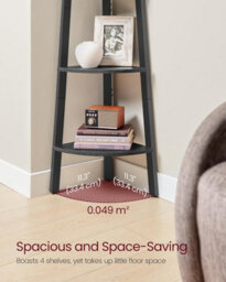 Songmics Corner Shelf Unit, 4-Tier Corner Shelf, Ladder Shelf, Bookshelf Or Plant Stand, Industrial, Charcoal Gray And Matte Black - thumbnail 3