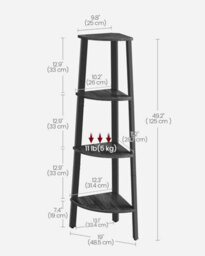 Songmics Corner Shelf Unit, 4-Tier Corner Shelf, Ladder Shelf, Bookshelf Or Plant Stand, Industrial, Charcoal Gray And Matte Black - thumbnail 2
