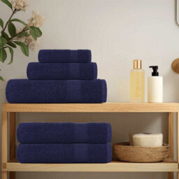 Berkfield Bath Towels 4 Pcs Navy Blue 100X150 Cm 360 Gsm 100% Cotton - thumbnail 3