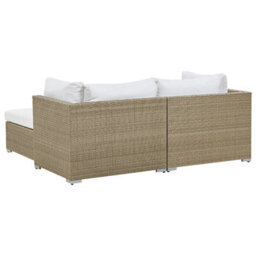Beliani Garden Lounge Set With Table 2 Seater Noto Modular Pe Rattan Light Brown - thumbnail 6