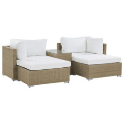 Beliani Garden Lounge Set With Table 2 Seater Noto Modular Pe Rattan Light Brown - thumbnail 5