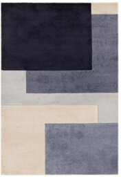 Blue Grey Multicoloured Modern Geometric 13mm Thick Stain-Resistant Rug For Living Room, & Dining Room-120Cm X 170Cm - thumbnail 2