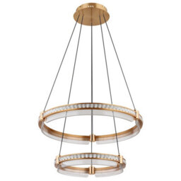 Luminosa Lighting Luminosa Blondie Twin Ring Pendant Ceiling Light Gold Colors K5 Crystals 2X Led Dimmable 2700-6000K Remote Control - thumbnail 2