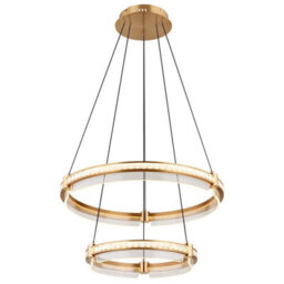 Luminosa Lighting Luminosa Blondie Twin Ring Pendant Ceiling Light Gold Colors K5 Crystals 2X Led Dimmable 2700-6000K Remote Control