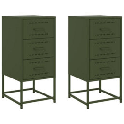 Berkfield Bedside Cabinets 2 Pcs Olive Green 36X39X78 Cm Steel - thumbnail 2