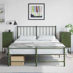 Berkfield Bedside Cabinets 2 Pcs Olive Green 36X39X78 Cm Steel