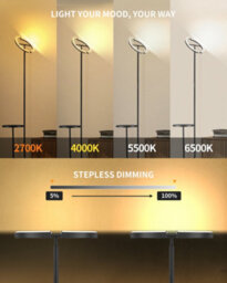 Luminexdesigns Led Shelf Floor Lamp - 36W Dimmable 175Cm, Remote & Rotating Head, 2700K-6500K - thumbnail 5