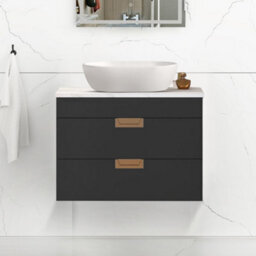 Belofay 600mm Wall Mounted Vanity Unit With Basin, 2 Soft Close Drawers, Modern Floating Design With White Wooden Worktop (Grey) - thumbnail 4