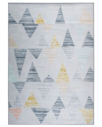 Beliani Multicolour Geometric Distressed Polyester Area Rug 160 X 230 Cm - Low Pile, Grey With Bright Accents - thumbnail 1