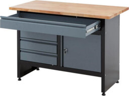 Bigdug Garage Workbench Drawer Cabinet - 842H X 1200W X 600D mm - 4X Drawer & 1 Door Cupboard - Black/grey - thumbnail 2