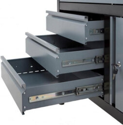 Bigdug Garage Workbench Drawer Cabinet - 842H X 1200W X 600D mm - 4X Drawer & 1 Door Cupboard - Black/grey - thumbnail 5