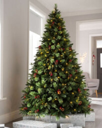 WeRChristmas Pre-Lit Victorian Christmas Tree With Berries, Pinecones And Warm White Leds, 5Ft - thumbnail 2