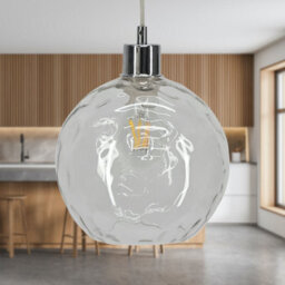 First Choice Lighting Barnum - Clear Dimpled Glass Easy Fit Pendant Shade - thumbnail 3