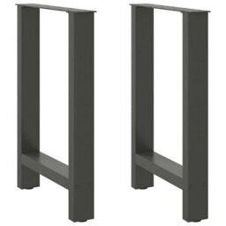 Berkfield Dining Table Legs Anthracite 2 Pcs 60X(72-73) Cm Steel - thumbnail 1