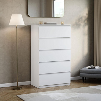 White 5 Drawer Chest Of Drawers Storage Cabinet Bedroom Furniture - image 1