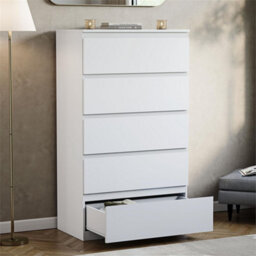 White  5 Drawer Chest Of Drawers Storage Cabinet Bedroom Furniture - thumbnail 4