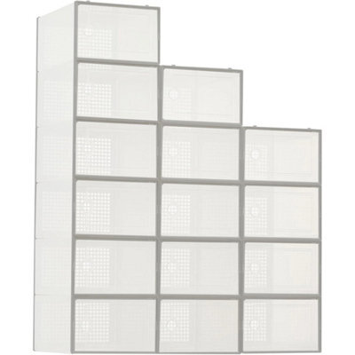 15X Stackable Plastic Shoe Storage Boxes Grey - image 1