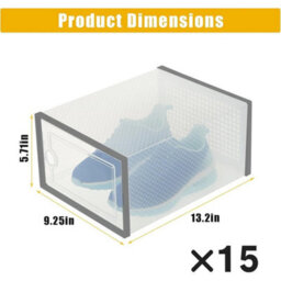 15X Stackable Plastic Shoe Storage Boxes Grey - thumbnail 2
