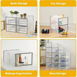 15X Stackable Plastic Shoe Storage Boxes Grey - thumbnail 4