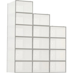 15X Stackable Plastic Shoe Storage Boxes Grey