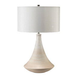 Elegant Matt Cream And Pink Table Lamp With Faux Silk Shade - Led Compatible - thumbnail 2