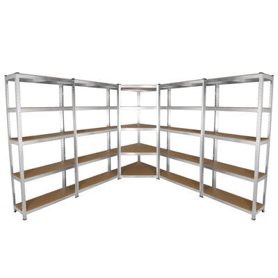 MonsterShop Garage Racking Bundle 4 X 90Cm Heavy Duty Racks & 1 X Corner Unit/galvanised Steel Storage Shelving Warehouse Shed Heavy Duty Rack - image 1