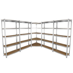 MonsterShop Garage Racking Bundle 4 X 90Cm Heavy Duty Racks & 1 X Corner Unit/galvanised Steel Storage Shelving Warehouse Shed Heavy Duty Rack