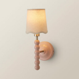 Valuelights Bobbin Pair Of Pink Wall Lights With Scallop Shade And Bulbs - thumbnail 6