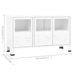 Vidaxl Industrial Sideboard White 105X35X62 Cm Metal And Glass - thumbnail 9