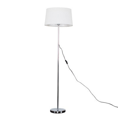 Valuelights Charles Chrome Floor Lamp With White Linen Shade And Bulb - image 1