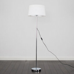 Valuelights Charles Chrome Floor Lamp With White Linen Shade And Bulb - thumbnail 4