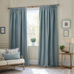 Sanderson Hutton Jacquard Room Darkening Pencil Pleat Curtain Pair Blue (W)168Cm X (D)137Cm - thumbnail 2