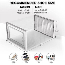 White 12X Clear Stackable Plastic Shoe Storage Boxes Organiser Rack - thumbnail 2