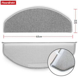 Floordirekt London Pro Self Adhesive Hard Wearing Carpet Stair Tread Mat For Indoor Stairs Semicircular Grey 25 X 65 Cm - thumbnail 2