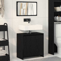 Berkfield Black Oak Bathroom Cabinet With Mirror - 60X33X61 Cm, Made Of Engineered Wood