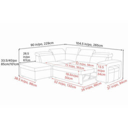 Valencia Finn Fabric Sectional Sofa Bed With Left Hand Storage Beige Hidden Storage Ottoman Two Extra Stools - thumbnail 3