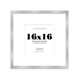 "16X16"" Silver Picture Frame - 16X16"" Square Frame With 13X13"" Mount For 16X16""/13X13"" Pictures Moderrn Style Thin Edge, 1 Pack" - thumbnail 1