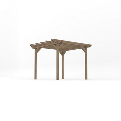 Rutland County Garden Furniture Freestanding Double Garden Pergola - Rustic Brown - 3M Width X 3M Length - 4 Posts - image 1
