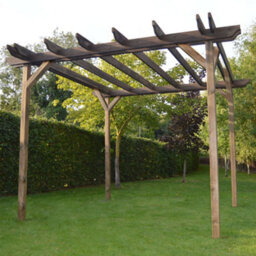 Rutland County Garden Furniture Freestanding Double Garden Pergola - Rustic Brown - 3M Width X 3M Length - 4 Posts - thumbnail 2